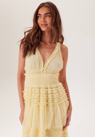 Frill Dotted Tulle Gown