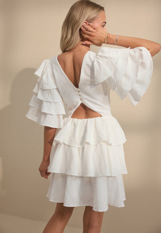 Frilled Sleeve Short Dress