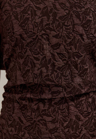 Puff Sleeve Jacquard Midi Dress Brown