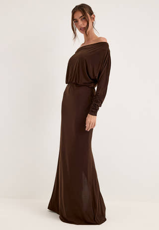 Multi Way Long Sleeve Maxi Dress Brown