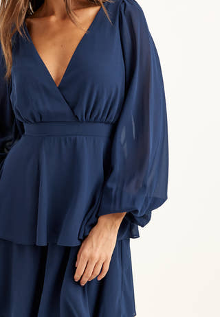 Long Sleeve Tiered Midi Dress