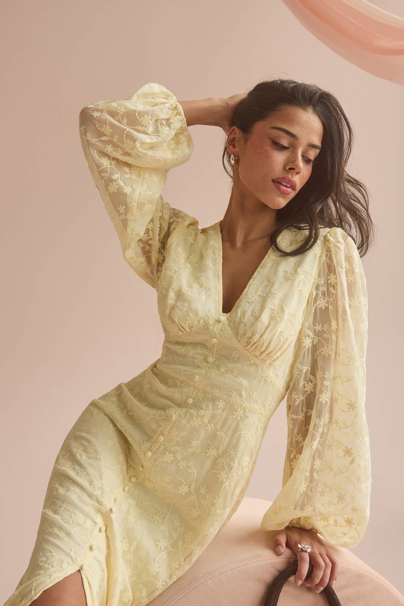 Bubbleroom Occasion Embroidered Midi Dress Dresses Yellow bubbleroom-occasion-embroidered-midi-dress-dresses-yellow