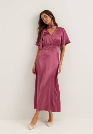 Satin Scarf Maxi Dress