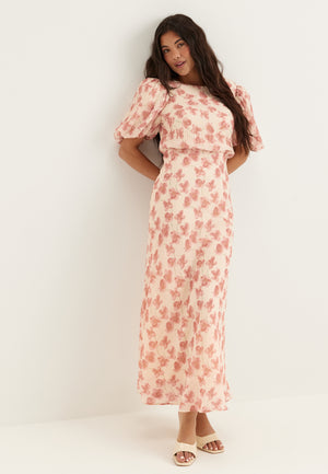 Structured Puff Sleeve Ankle Dress