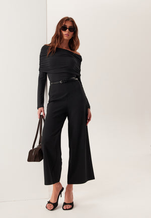 High Wide Cropped Trousers