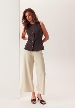 High Wide Cropped Trousers