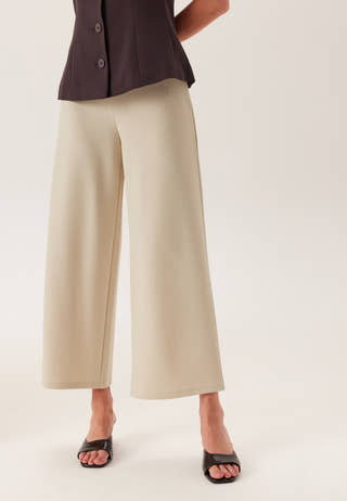 High Wide Cropped Trousers