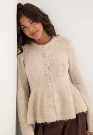 Objsaggia Re Ls Peplum Knit Cardigan White