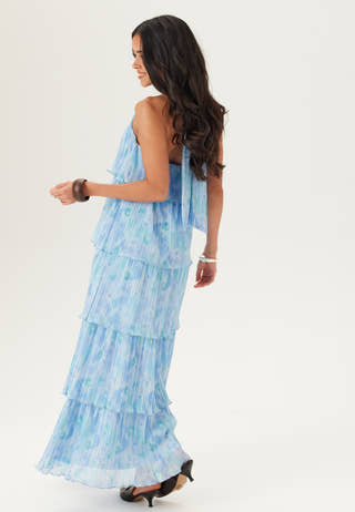 Pleated Flounce Maxi Dress