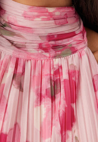 Pleated Flounce Mini Dress
