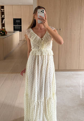 Frill Tie Back Chiffon Maxi Dress