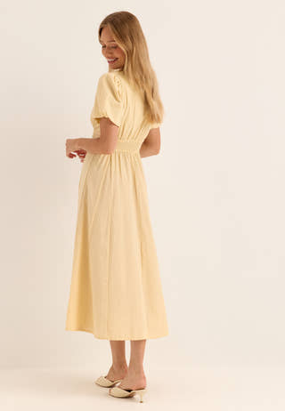 Seersucker Midi Dress Yellow