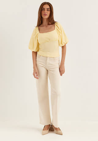 Volume Sleeve Top Yellow