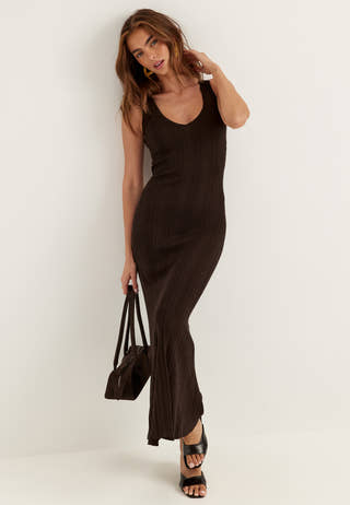 Knitted V-neck Dress