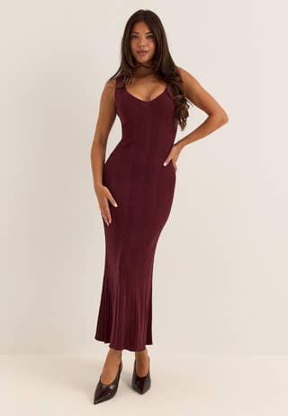 Knitted V-neck Dress