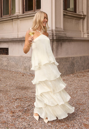 Shimmer Flounce Maxi Skirt
