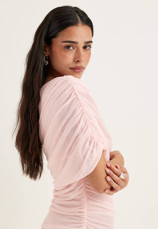 Off Shoulder Mesh Maxi Dress