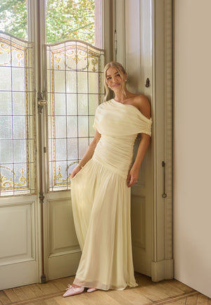 Off Shoulder Mesh Maxi Dress