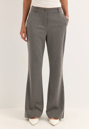 Mid Waist Flared Suit Trousers Grey