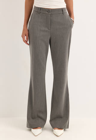 Mid Waist Flared Suit Trousers Grey