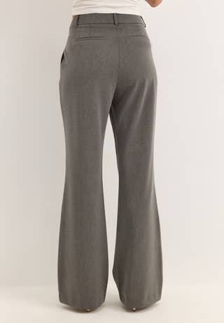 Mid Waist Flared Suit Trousers Grey