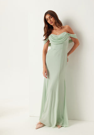 Chiffon Off Shoulder Maxi Dress
