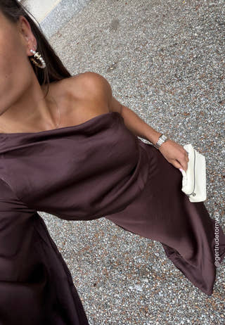 One Shoulder Satin Gown