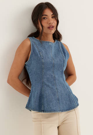 Denim Peplum Top