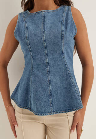 Denim Peplum Top
