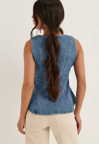 Denim Peplum Top