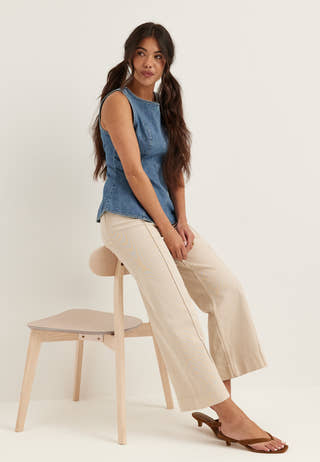 Denim Peplum Top