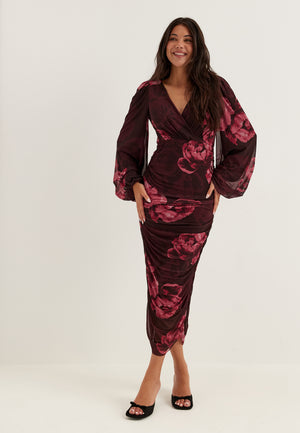 Mesh Wrap Ankle Dress
