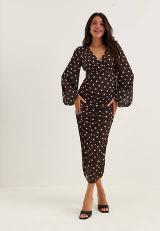 Mesh Wrap Ankle Dress