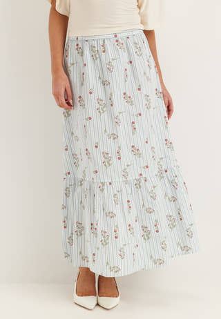 Flounce Detail Cotton Skirt