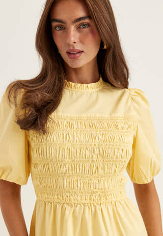 Smock Short Sleeve Cotton Dress