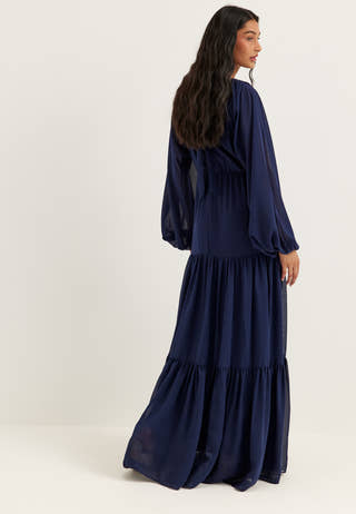 Batwing Chiffon Tiered Maxi Dress