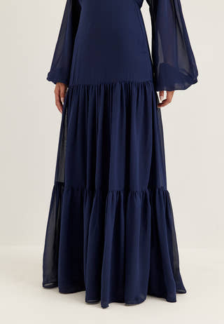 Batwing Chiffon Tiered Maxi Dress