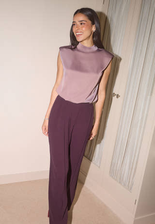 Cap Sleeve Satin Blouse