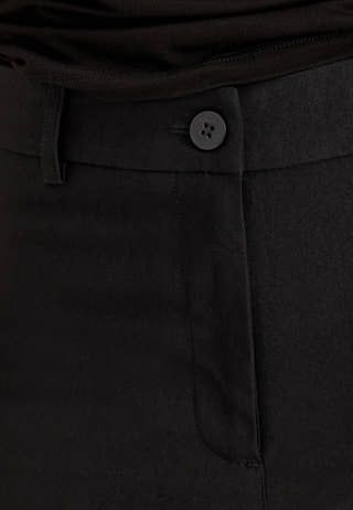 High Waist Stretchy Ankle Slit Trousers Black