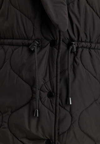 Scarf Quilted Short Jacket Black