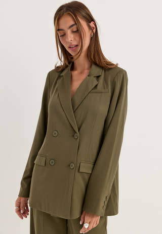 Double Breasted Blazer Green