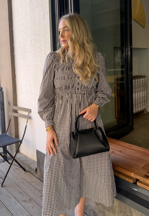 V-neck Cotton Smock Dress