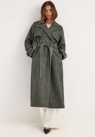 Tweed Trench Coat White