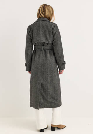 Tweed Trench Coat White