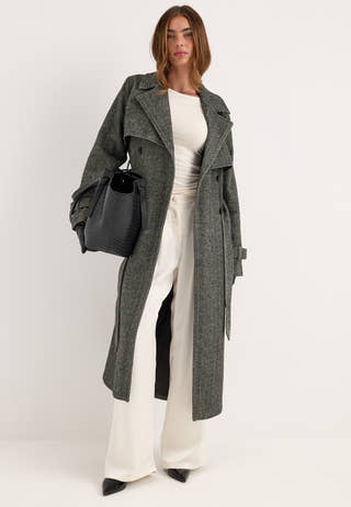 Tweed Trench Coat White