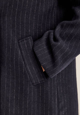 Straight Wool Blend Coat Striped