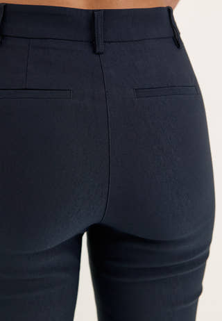Mid Waist Stretchy Flared Trousers Blue