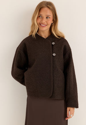 Bouclé Short Jacket Brown