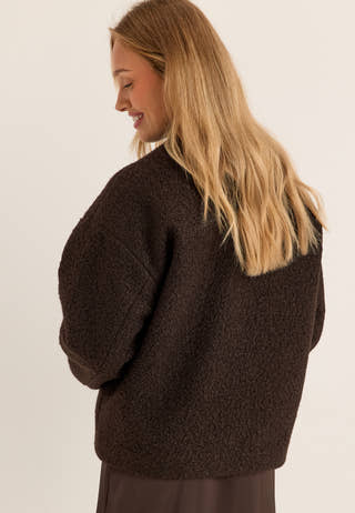 Bouclé Short Jacket Brown