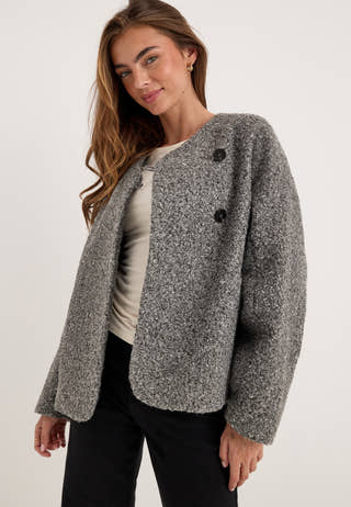 Bouclé Short Jacket Grey